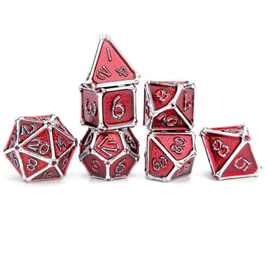 Bone Collector Metal Dice Silver with Red - Saltire Games
