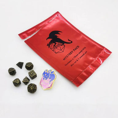 Mystery Pack of One 10mm Mini dice Set & One Enamel Pin - Saltire Games