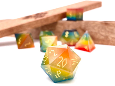 Rainbow Cats Eye Glass 7 Die Set - Saltire Games