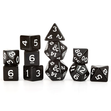 11-Die Set D&D New Adventurer Set- Black - Saltire Games