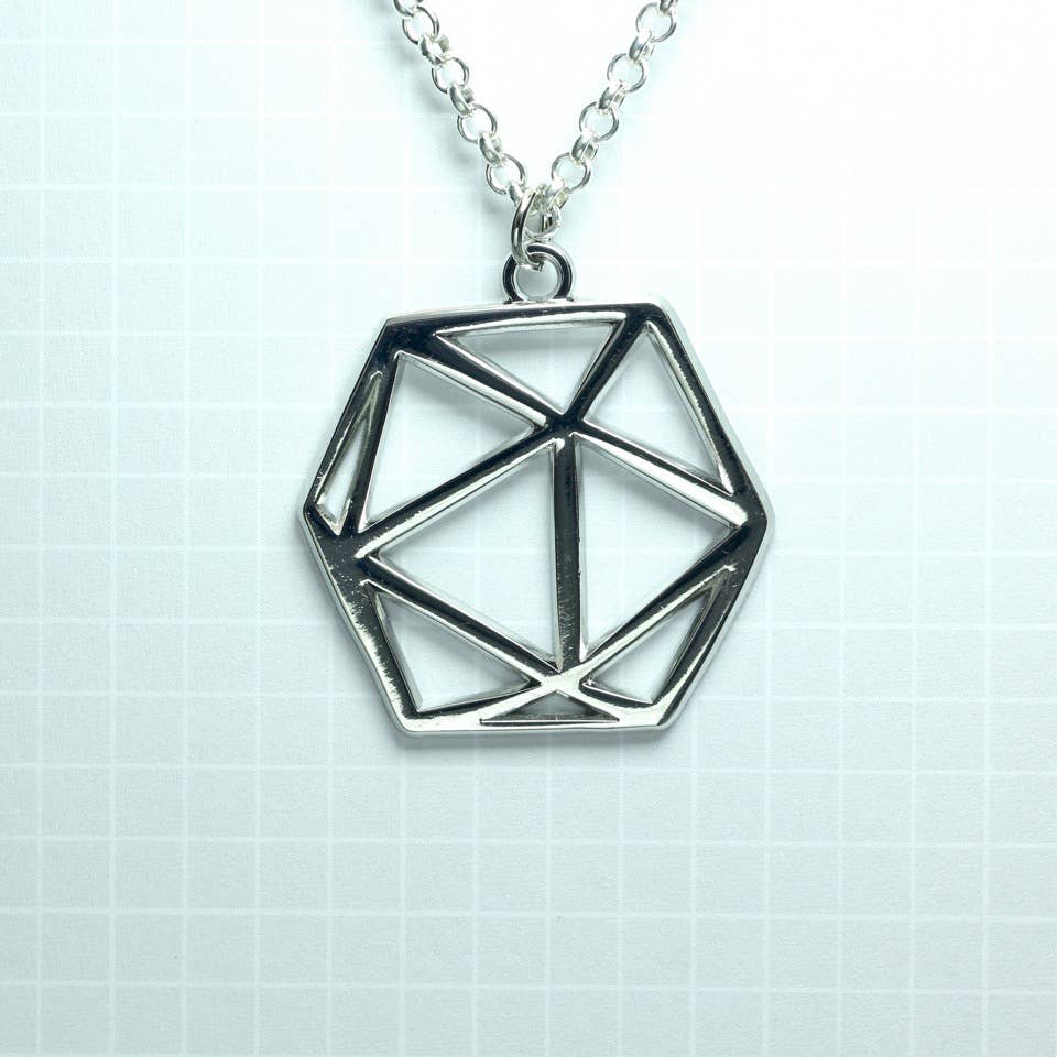 D20 Dice Pendant - Silver - Twenty Sided D&D - Saltire Games