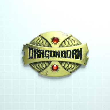 Dragonborn Antique Bronze Red Stone Enamel Pin D&D RPG D20 - Saltire Games