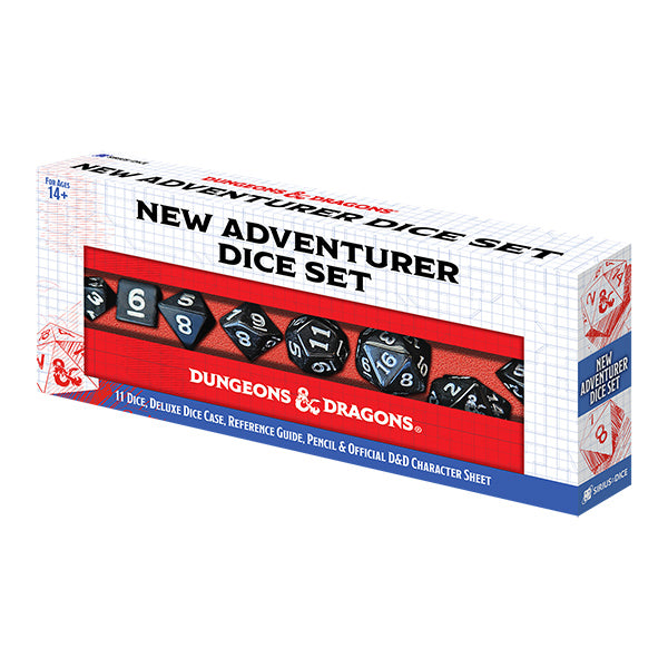 11-Die Set D&D New Adventurer Set- Black - Saltire Games