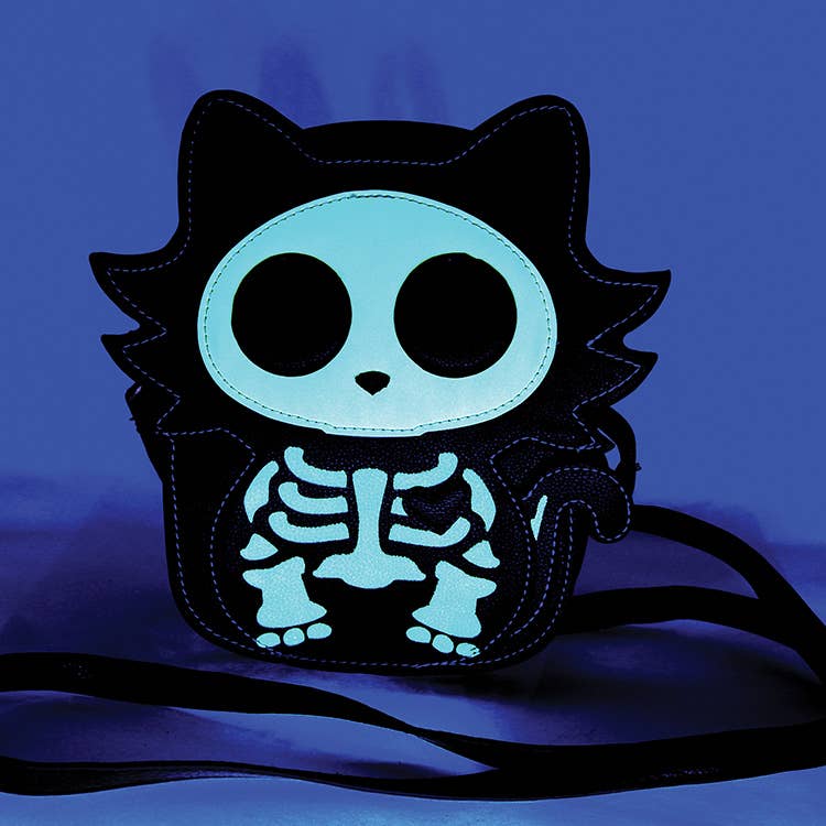 Glow in the Dark Sugar Skull Cat Crossbody Bag - Saltire Games