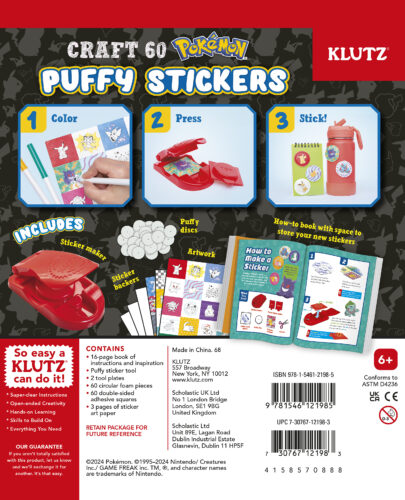 Klutz: Pokemon Color-In 3D Stickers - Saltire Games