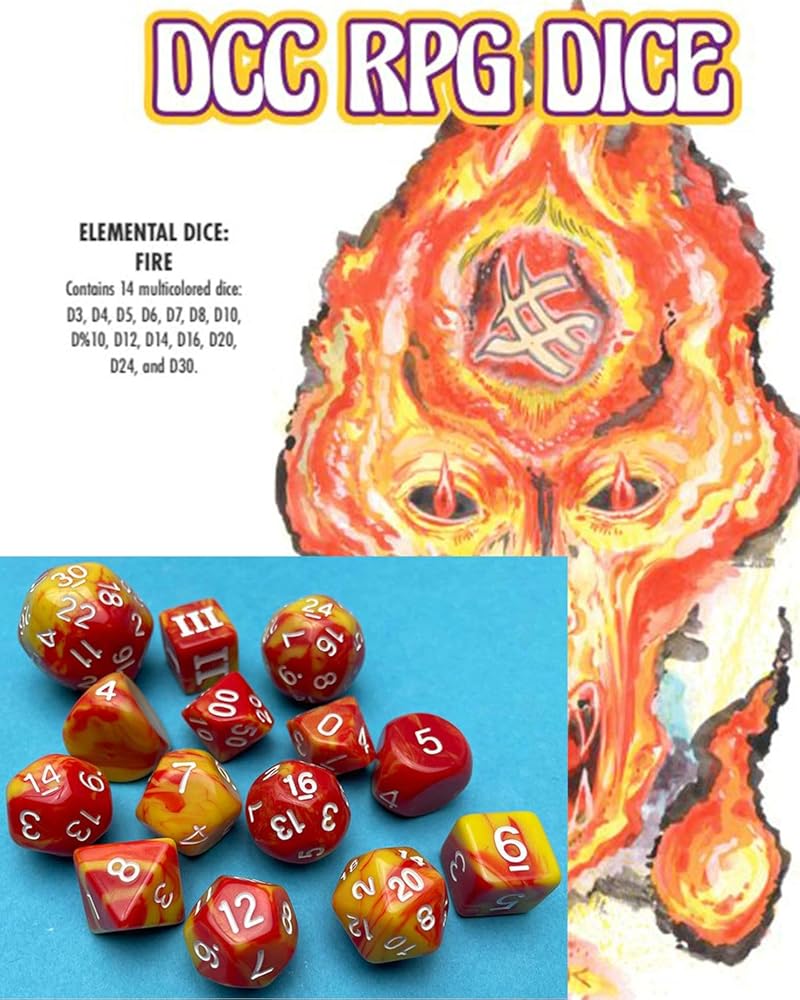 DCC RPG Dice Set Elemental Dice: Fire - Saltire Games