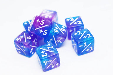 +1/+1 Blue & Purple Glitter Counters for Magic - set of 8 - Saltire Games