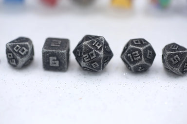 10MM Mini Metal RPG Dice Set - Ancient Silver - Saltire Games