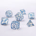 Wizard Solid Metal Polyhedral Dice Set - Silver with Blue - Saltire Games