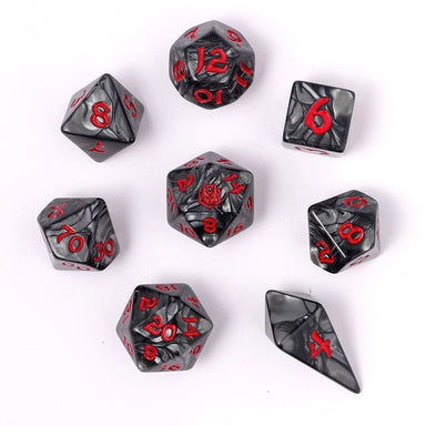 Wyrmforged Rollers - Rounded Edge 8 Piece Polyhedral Dice set - Iron Golem - Saltire Games