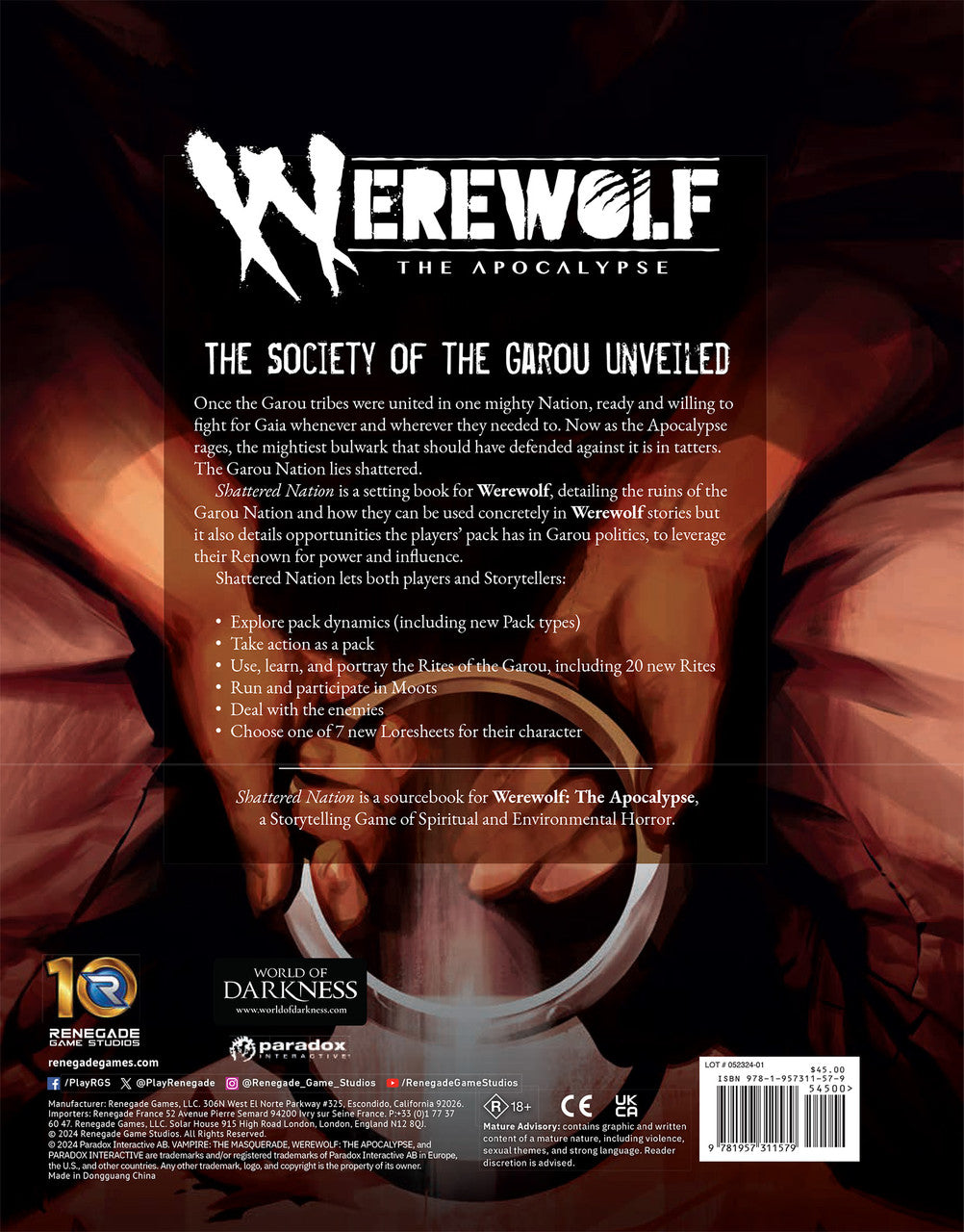 Werewolf: The Apocalypse 5th Edition Roleplaying Game Shattered Nation Sourcebook - Saltire Games