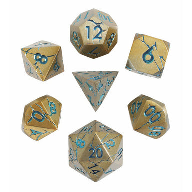 Warworn Gold 7-Piece Metal Dice Set - Saltire Games