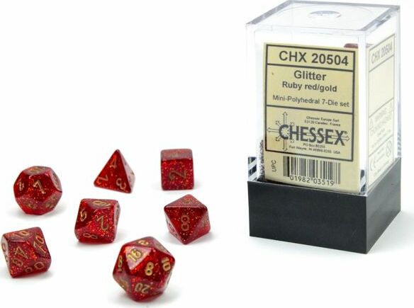 Glitter Ruby Red/Gold MINI 7 - Saltire Games