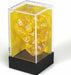 Translucent Polyhedral Yellow/white 7-Die Set - Saltire Games