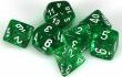 Translucent Polyhedral Green/white 7-Die Set - Saltire Games