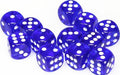 Translucent 16mm D6 Blue/white Dice Block™ (12 dice) - Saltire Games