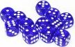 Translucent 16mm D6 Blue/white Dice Block™ (12 dice) - Saltire Games