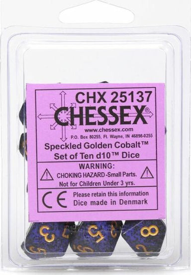 Speckled Golden Cobalt d10 set - Saltire Games