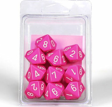 Opaque: Poly D10 Pink/White (10 - Saltire Games