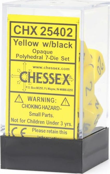 Opaque Polyhedral Yellow/black 7-Die Set - Saltire Games