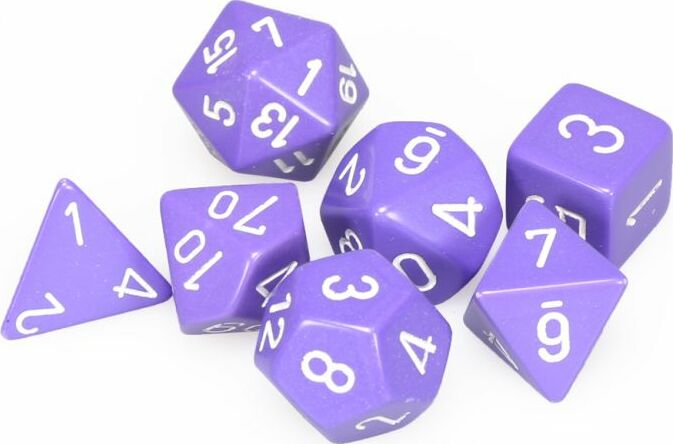 Opaque Polyhedral Purple/white 7-Die Set - Saltire Games