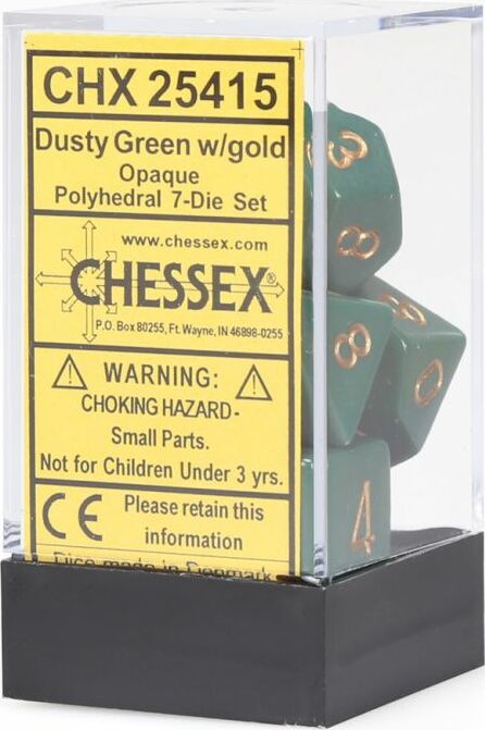 Opaque Polyhedral Dusty Green/copper 7-Die Set - Saltire Games