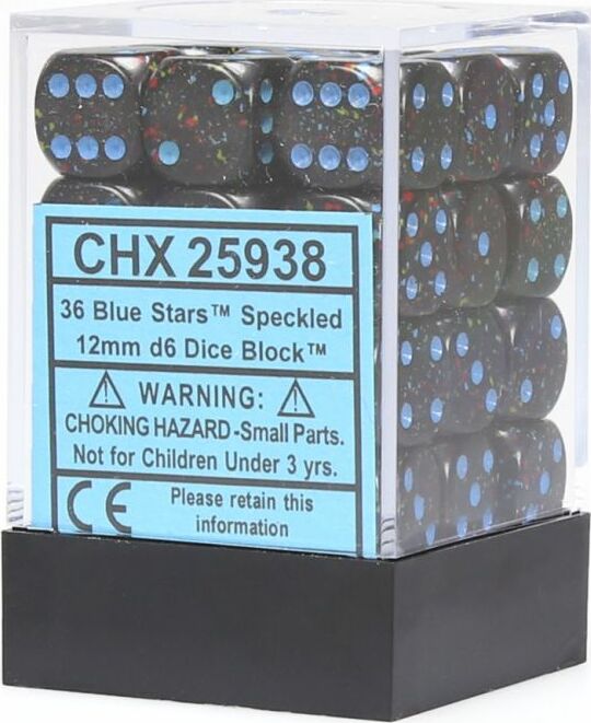 Speckled® 12mm D6 Blue Stars™ Dice Block™ (36 dice) - Saltire Games