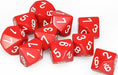 Opaque: Poly D10 Red/White (10) - Saltire Games