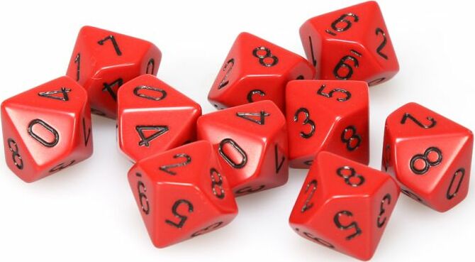 Opaque Red Black d10 set - Saltire Games