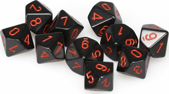 Opaque: Poly D10 Black/Red (10) - Saltire Games