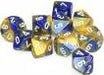 Gemini Blue Gold White d10 set - Saltire Games