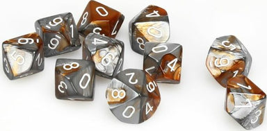 Gemini: Poly D10 Copper Steel/W - Saltire Games