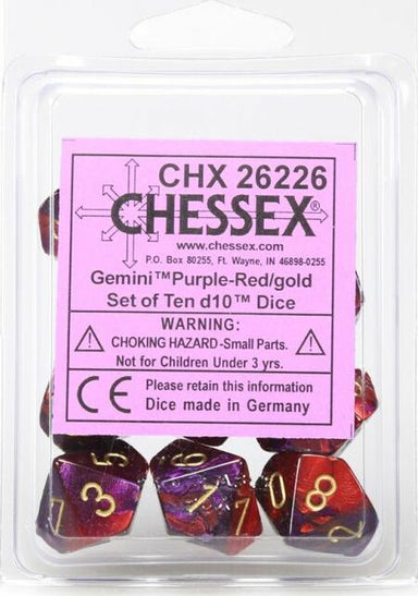 Gemini Purple Red Gold d10 set - Saltire Games