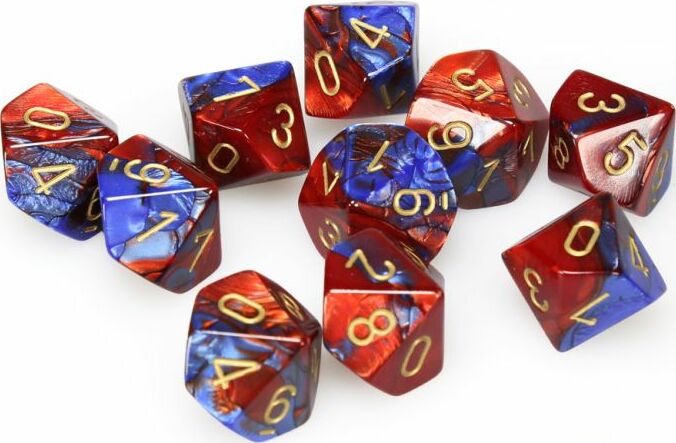 Gemini 2: Blue Red/Gold D10 Set - Saltire Games