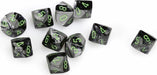 Gemini Black Grey Green d10 set - Saltire Games