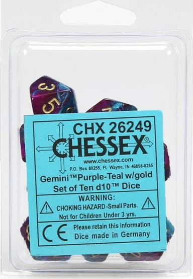 Gemini Purple Teal Gold d10 set - Saltire Games