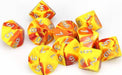 Gemini Red Yellow Silver d10 set - Saltire Games