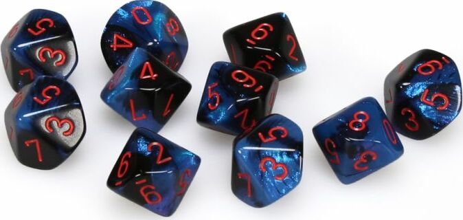 Gemini Black Starlight Red d10s - Saltire Games