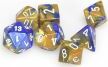 Gemini Blue-Gold/white Polyhedral 7-Die Set - Saltire Games