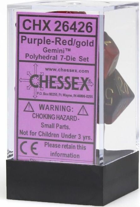 Gemini Purple-Red/gold Polyhedral 7-Die Set - Saltire Games