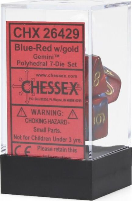 Gemini Blue-Red/gold Polyhedral 7-Die Set - Saltire Games