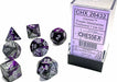 Gemini Purple-Steel/white Polyhedral 7-Die Set - Saltire Games