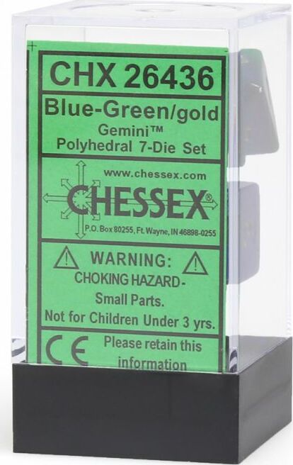 Gemini Blue-Green/gold Polyhedral 7-Die Set - Saltire Games