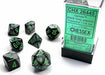 Gemini Black-Grey/green Polyhedral 7-Die Set - Saltire Games