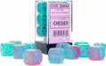 Gemini®16mm D6 Gel Green-Pink/blue Luminary™ Dice Block™ (12 dice) - Saltire Games