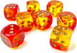 Gemini Translucent Red-Yellow/gold 12mm d6 Dice Block (36 dice) - Saltire Games