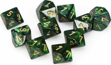 Scarab: Poly D10 Jade/Gold (10) - Saltire Games