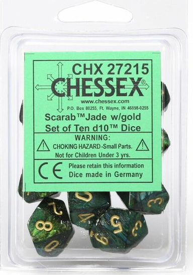 Scarab: Poly D10 Jade/Gold (10) - Saltire Games