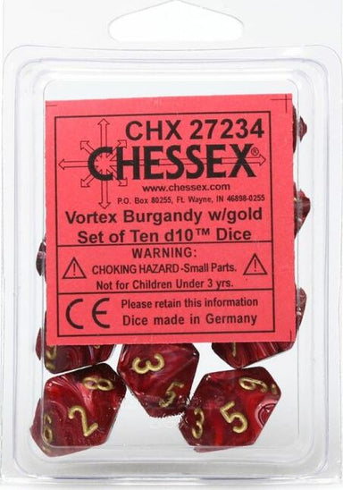 Vortex Burgundy d10 Set - Saltire Games