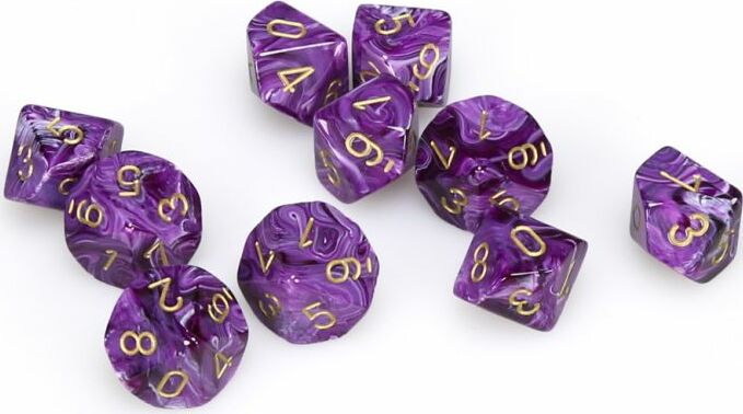 Vortex Purple Gold d10 set - Saltire Games